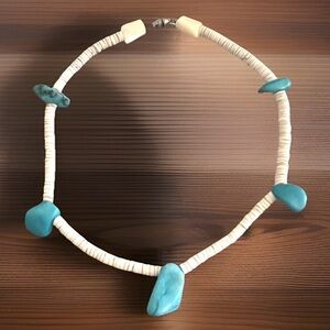Native American Style Southwestern Turquoise Heshi Shell Necklace